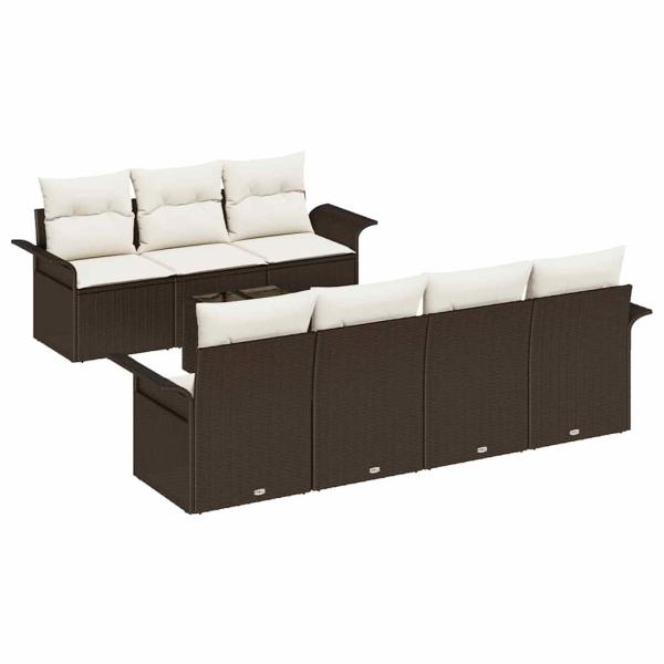 8-teiliges Garten Sofa Set mit Kissen Braun Poly Rattan