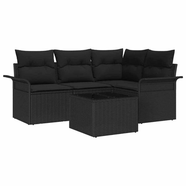 5-teiliges Garten Sofa Set mit Kissen Beige Poly Rattan