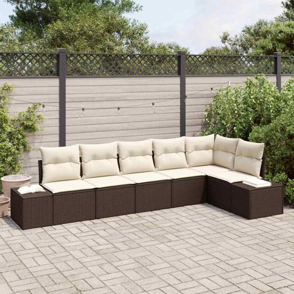 ARDEBO.de - 6-teiliges Garten-Sofa-Set mit Kissen Braun Rattan