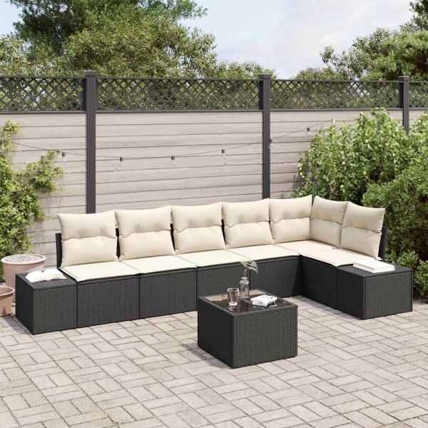 ARDEBO.de - 6-teiliges Garten Sofa Set mit Kissen Braun Poly Rattan