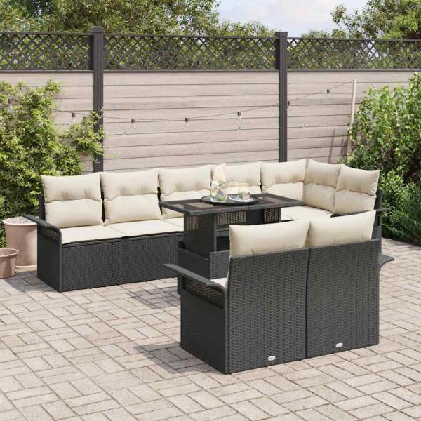 Gartensofa-set 9 stk. Schwarz Poly-Rattan