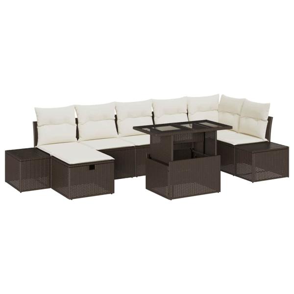ARDEBO.de - 8-teiliges Garten Sofa Set mit Kissen Braun Poly Rattan