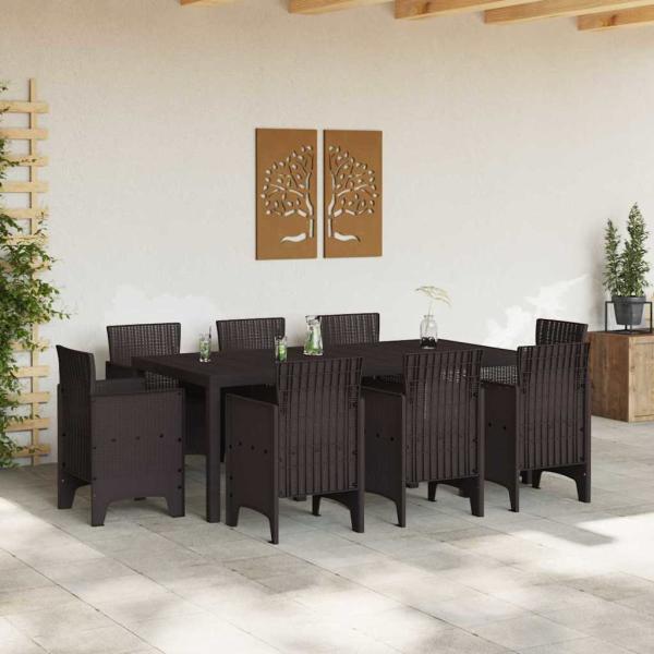 9-teiliges Garten-Essgruppen-Set Braun Poly Rattan