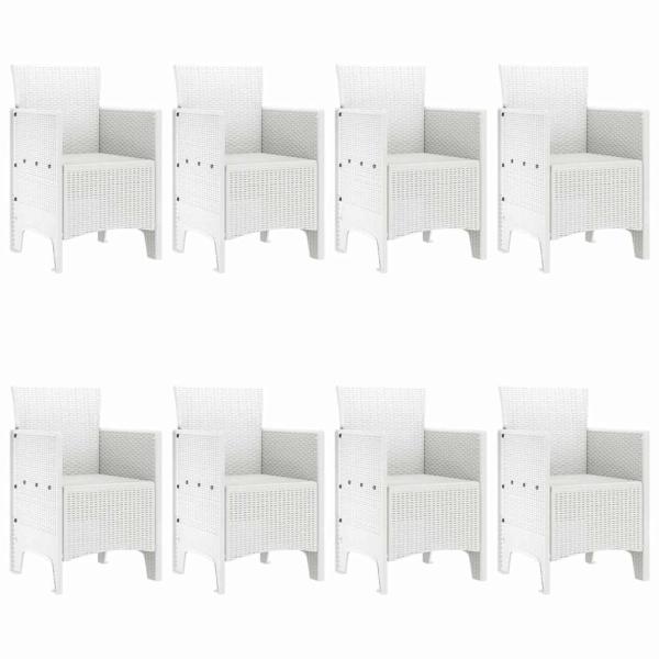 9-teiliges Garten Essset Weiß Poly-Rattan