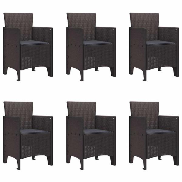 7-teiliges Garten-Essset mit Kissen Dunkelbraun Poly Rattan