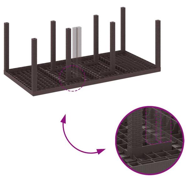 7-teiliges Garten-Essset mit Kissen Dunkelbraun Poly Rattan