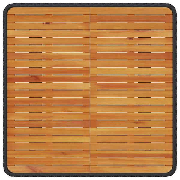 3-teiliges Garten Esszimmer Set mit Kissen Schwarz Poly Rattan Akazie