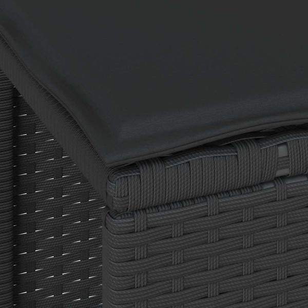 3-teiliges Garten Esszimmer Set mit Kissen Schwarz Poly Rattan Akazie