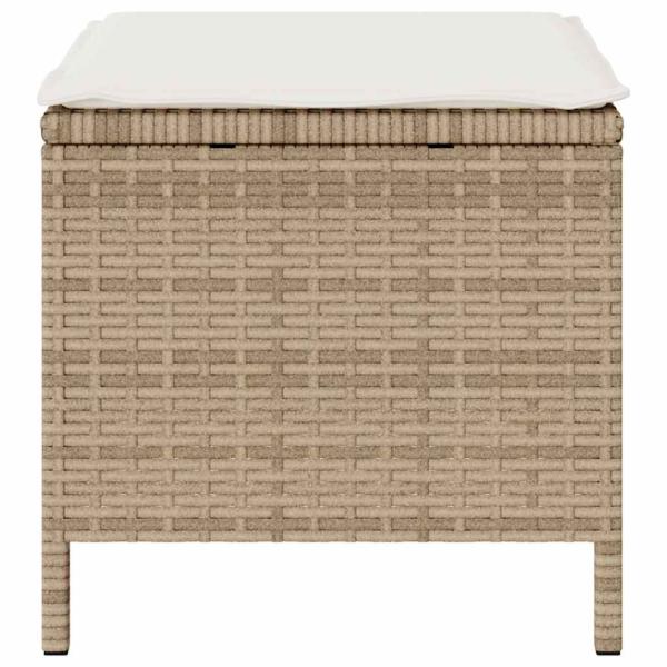 3-teiliges Garten Essset mit Kissen Beige Poly Rattan Akazie