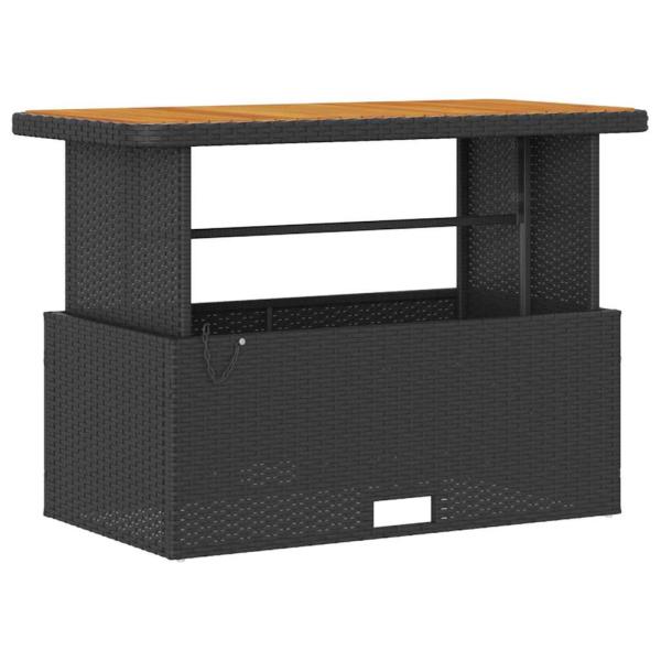 4-teiliges Garten Essset mit Kissen Schwarz Poly Rattan Akazie