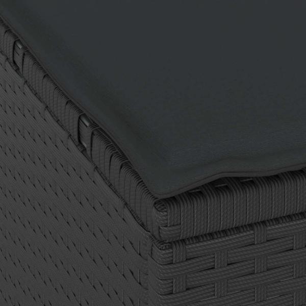 4-teiliges Garten Essset mit Kissen Schwarz Poly Rattan Akazie