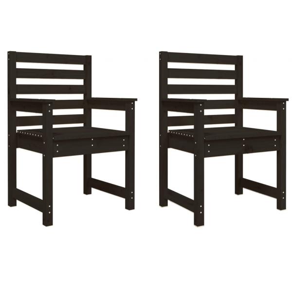 ARDEBO.de - Gartenstühle 2 Stk. Schwarz 60x48x91 cm Massivholz Kiefer