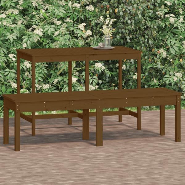 ARDEBO.de - Gartenbank 2-Sitzer Honigbraun 159,5x44x45 cm Massivholz Kiefer