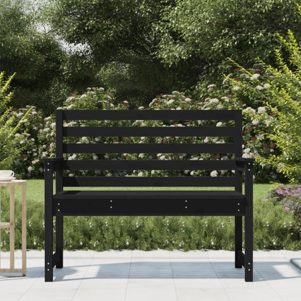 Gartenbank Schwarz 109x48x91,5 cm Massivholz Kiefer