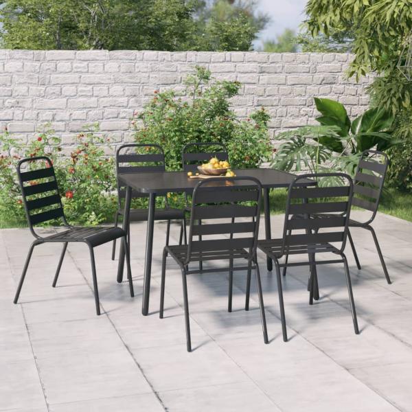 ARDEBO.de - 7-tlg. Garten-Essgruppe Anthrazit Stahl