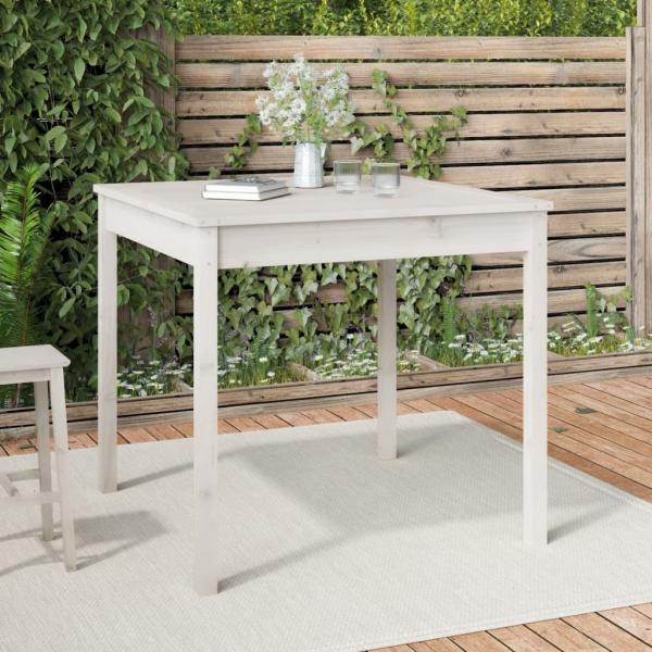 ARDEBO.de - Gartentisch Weiß 82,5x82,5x76 cm Massivholz Kiefer