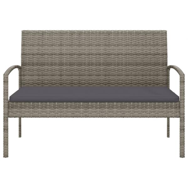 Gartenbank mit Kissen Grau 105 cm Poly Rattan