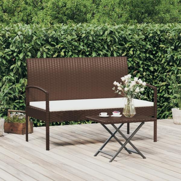 ARDEBO.de - Gartenbank mit Kissen Braun 105 cm Poly Rattan