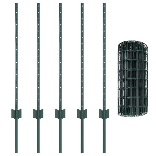 Eurozaun mit 5 U-Posts Grün 0,8x10 m Stahl