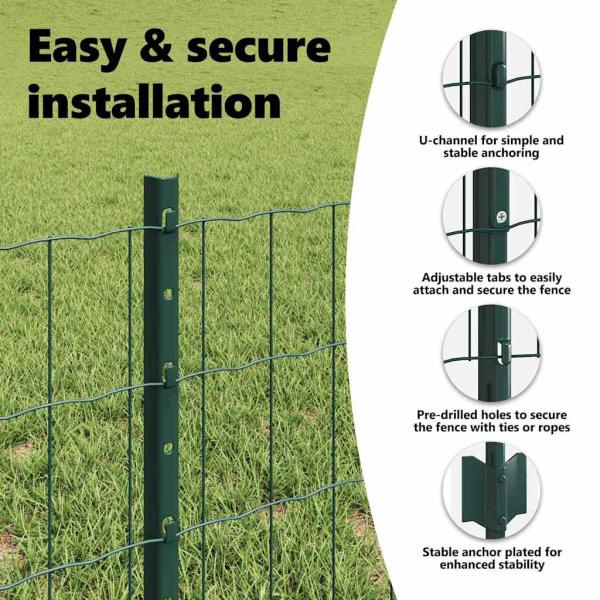 Euro-Zaun mit Pfosten 10 x 0,4 m PVC-beschichteter Stahl Grün