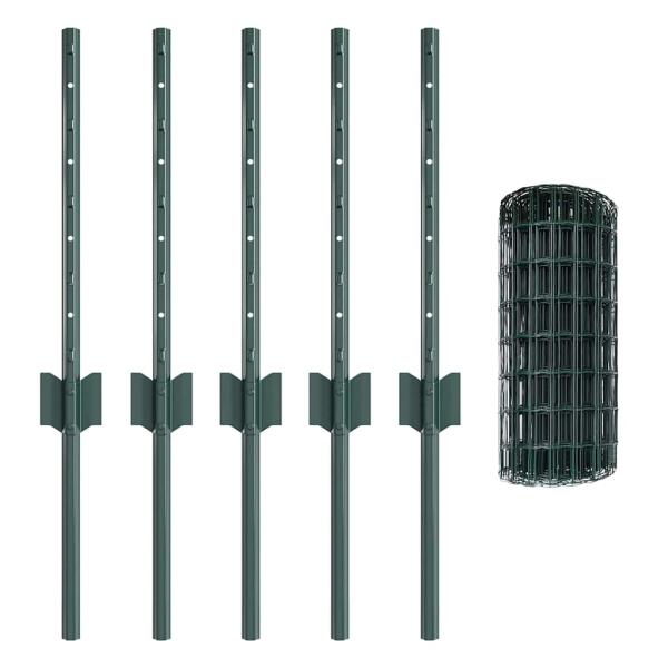 Euro-Zaun mit Pfosten 10 x 0,4 m PVC-beschichteter Stahl Grün