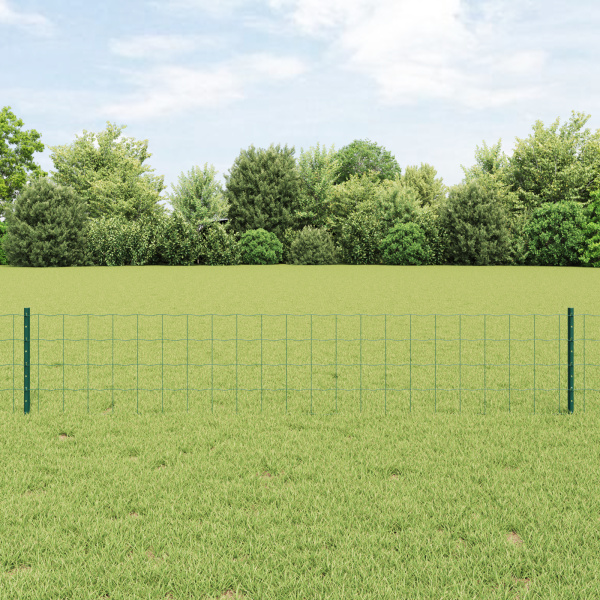 Eurozaun mit 5 U-Pfosten Grün 0,4x10 m Stahl