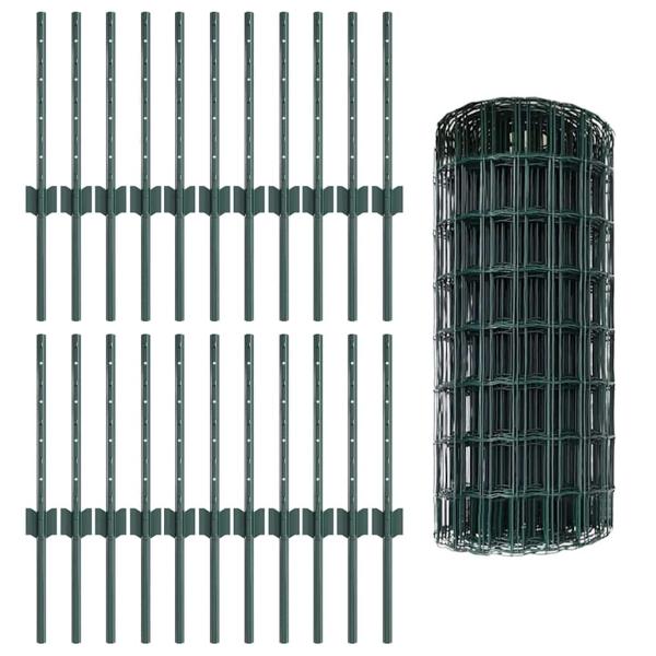 Gartenzaun Set Set aus 3 Grün Pulverbeschichteter Stahl Mittel