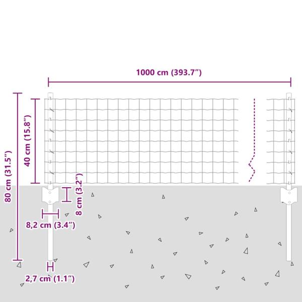 Eurozaun-Set Set aus 2 Grau PVC-beschichteter Stahl 10 x 0.4 m