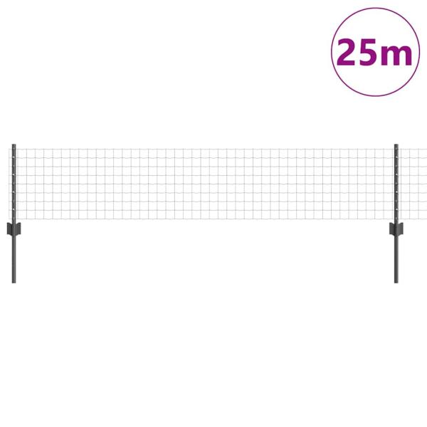 Eurozaun mit 11 U-Pfosten Grau 0.4x25 m Stahl