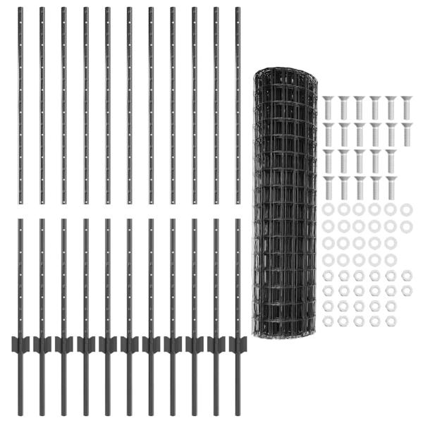 Euro Zaun Set von 2 Grau Metall Standard Robust Euro Zaun