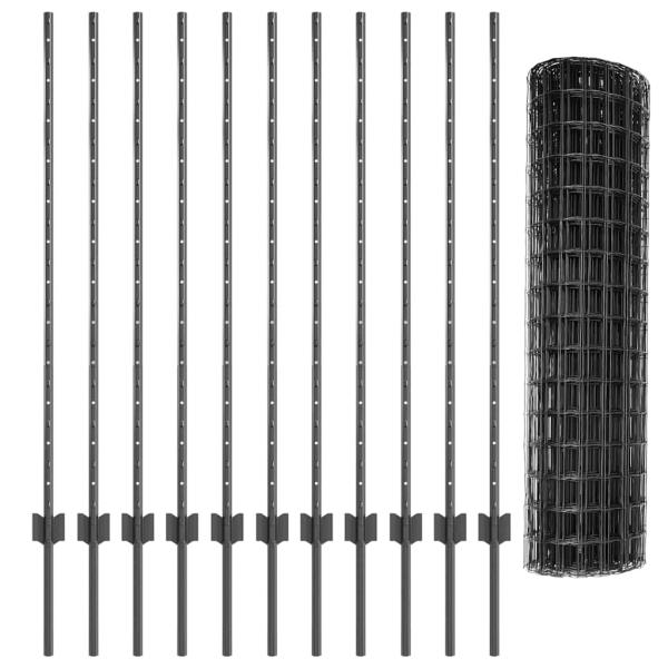 Euro Zaun Set von 2 Grau Metall Standard Robust Euro Zaun