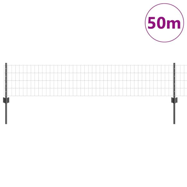Euro Zaunset Set aus 3 Grau Metall 50 x 0,4 m