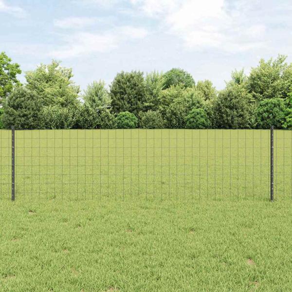 ARDEBO.de - Eurozaun Set von 3 Grau PVC-beschichtetes Metall 50 x 0,6 m