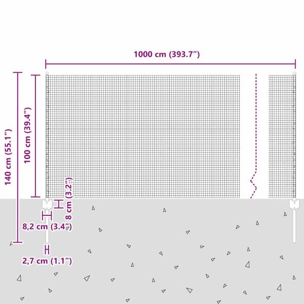 Geschweißter Drahtzaun mit 22 U-Pfosten Silber 1x25 m Stahl