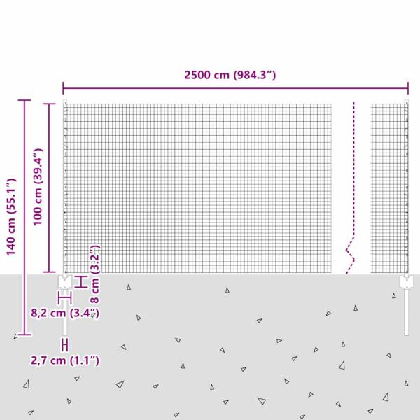 Gartenzaun Set Set aus 2 Verzinkter Stahl 25 m lang Langlebig