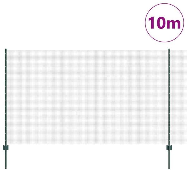 Schweißdrahtzaun mit 5 U-Posten Grün 1,4x10 m Stahl