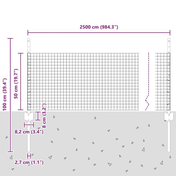 Schweißdrahtzaun mit 11 U-Posts Grün 0.5x25 m Stahl