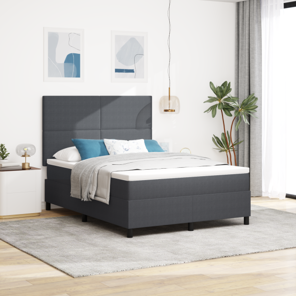 Boxspringbett mit Matratze Dunkelgrau 140x200 cm Cord-Stoff