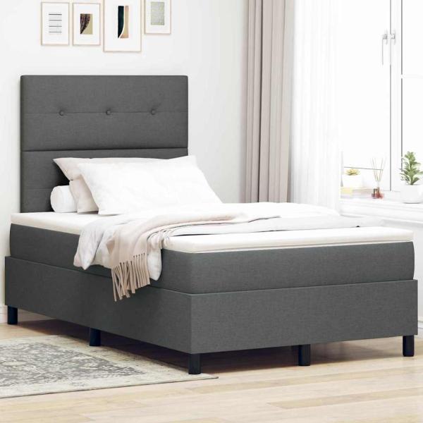 ARDEBO.de - Boxspringbett mit Matratze & LED Dunkelgrau 120x200 cm Stoff