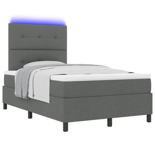 Boxspringbett mit Matratze & LED Dunkelgrau 120x200 cm Stoff