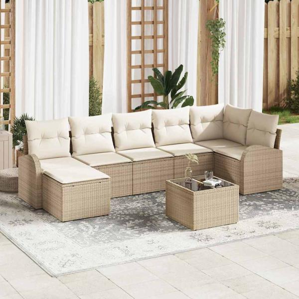 ARDEBO.de - 8-teiliges Garten-Sofa-Set mit Kissen in braunem Poly-Rattan