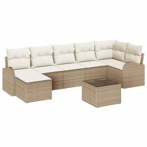 8-teiliges Garten-Sofa-Set mit Kissen in braunem Poly-Rattan