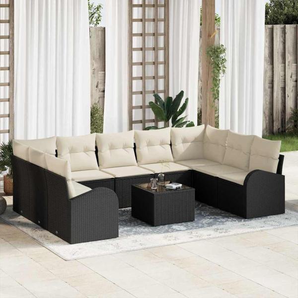 ARDEBO.de - 9-teiliges Garten-Sofa-Set mit Kissen Braunes Poly-Rattan