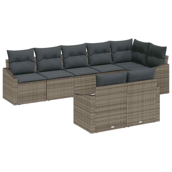 Garten-Sofa-Set Set von 8 Dunkelgrau und Braun Rattan und Polyester