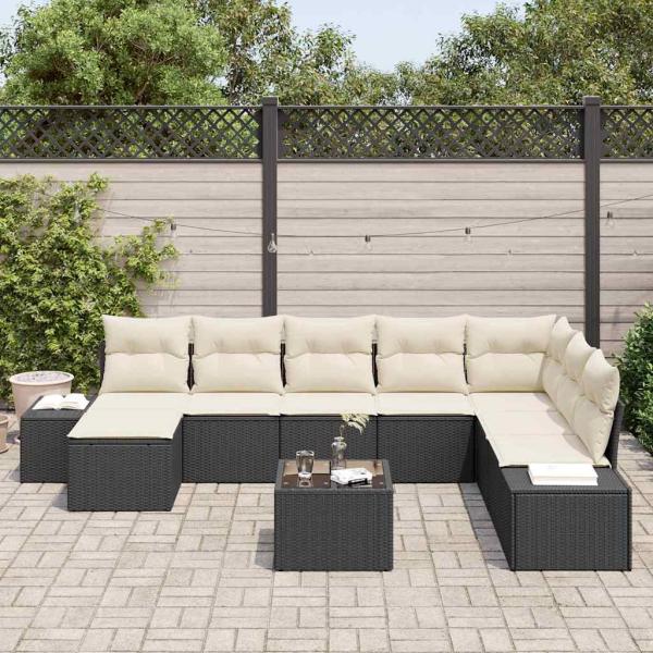 8-teiliges Garten Sofa Set mit Kissen braunes Poly Rattan