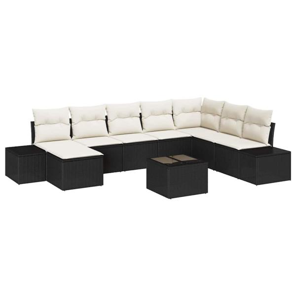 8-teiliges Garten Sofa Set mit Kissen braunes Poly Rattan