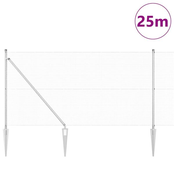 Zaunpfahlset Set aus 2 Verzinkter Stahl 25 x 1 m Robust