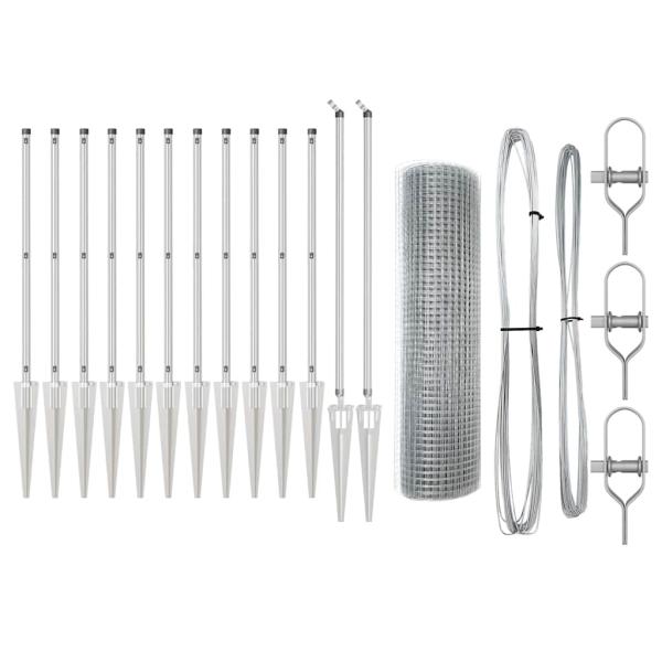 Zaunpfahlset Set aus 2 Verzinkter Stahl 25 x 1 m Robust