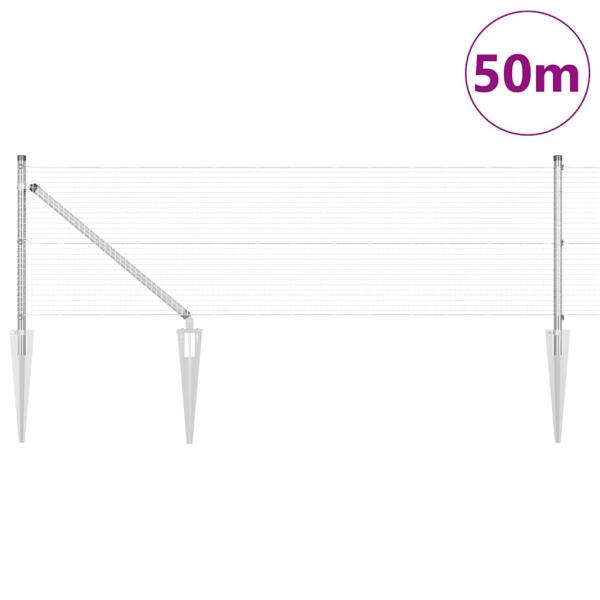 Schweißdrahtzaun mit 13 Dornankern 0,6x50 m aus verzinktem Stahl