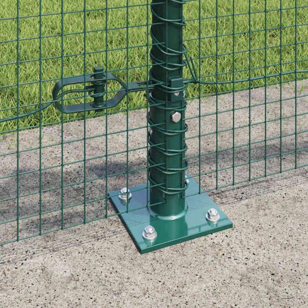 Geschweißter Drahtzaun mit 13 Flanschpfosten Grün 0.4x50 m Stahl